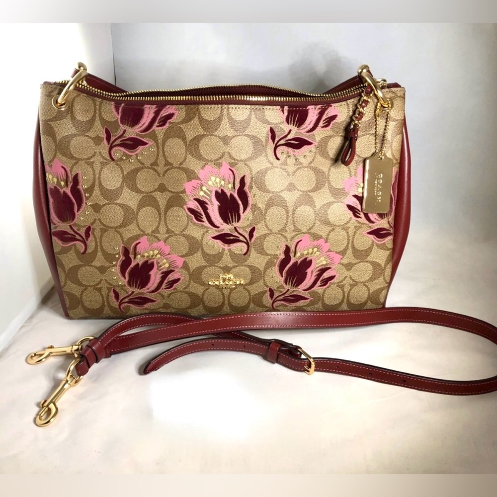 RARE LIKE NEW Coach Mia Shoulder Bag Desert 🌷 Tulip Purses Bag Womens Designer - Picture 2 of 8